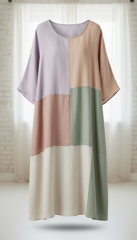 Vestido midi lino natural