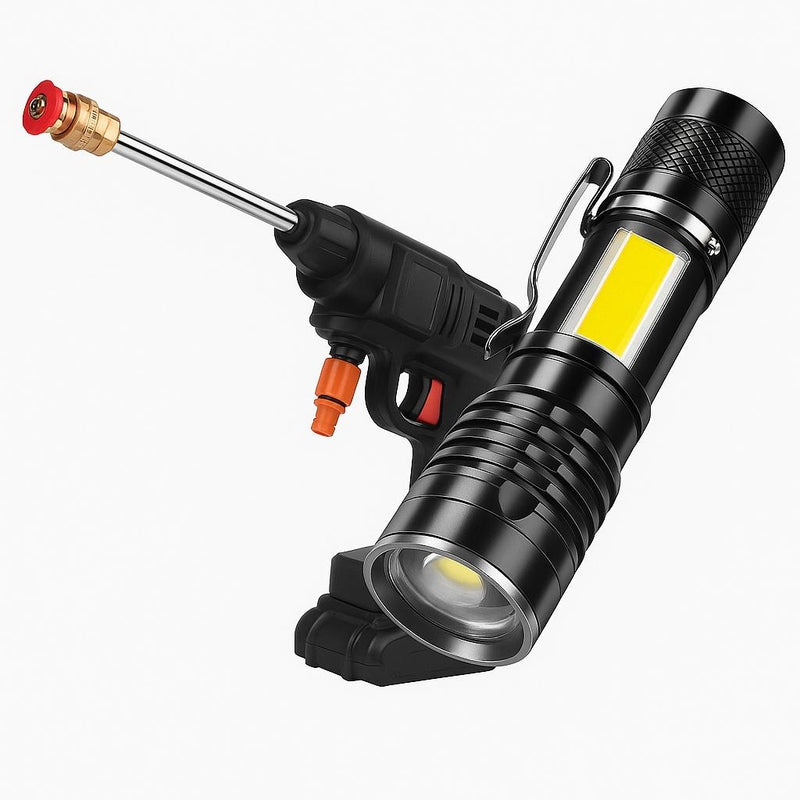 Combo da Pistola de Jato de Alta Pressão e Mini Lanterna Recargável com Zoom